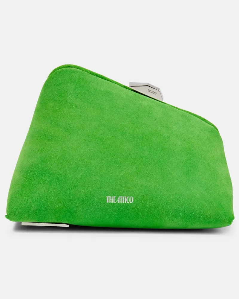 ATTICO Clutch Midnight aus Veloursleder Grün