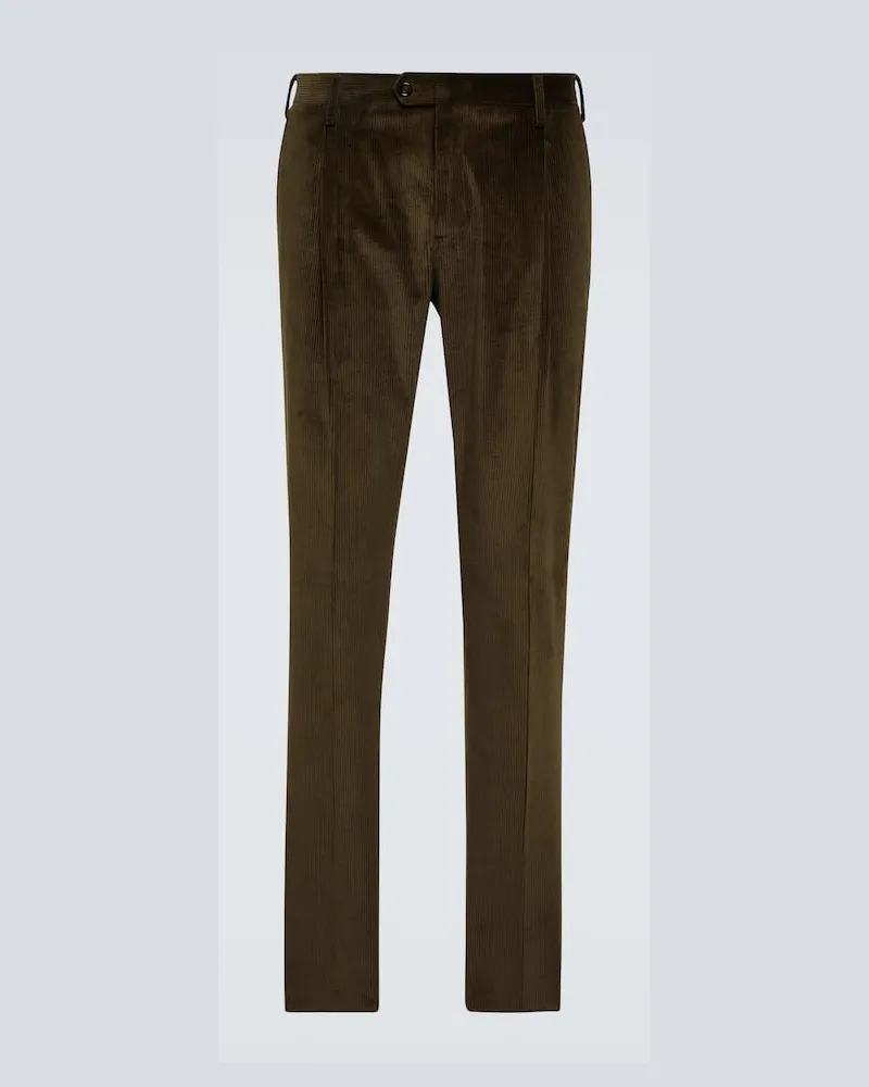 LARDINI Schmale Hose aus Cord Grün