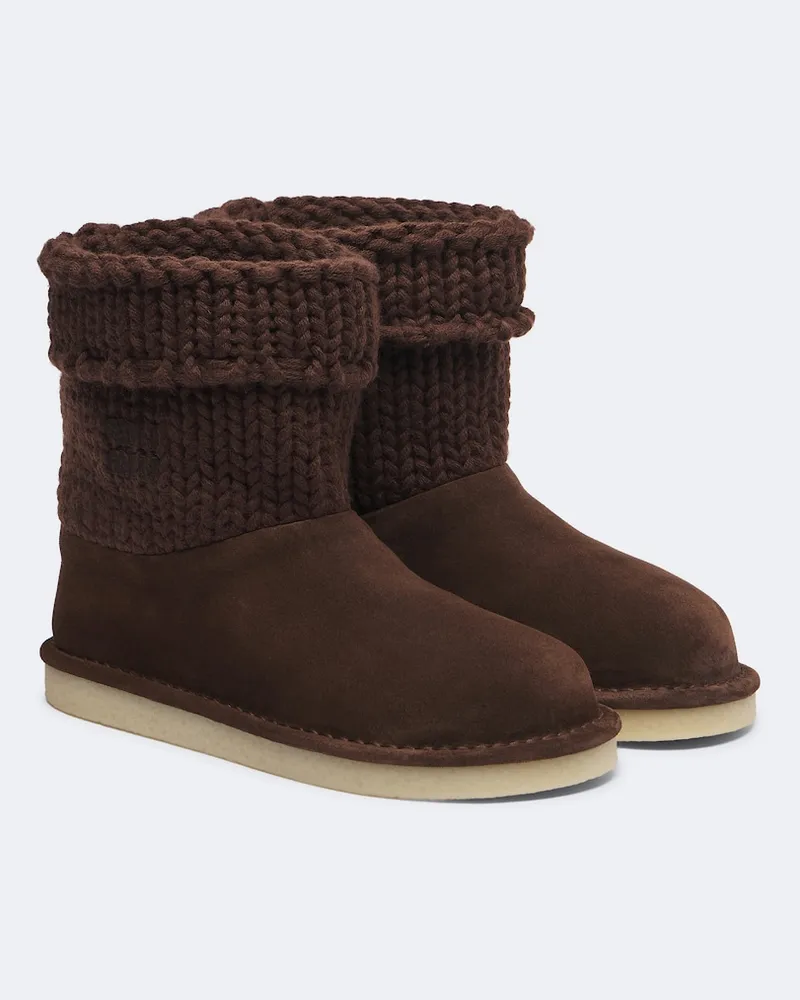 Miu Miu Ankle Boots aus Veloursleder Braun