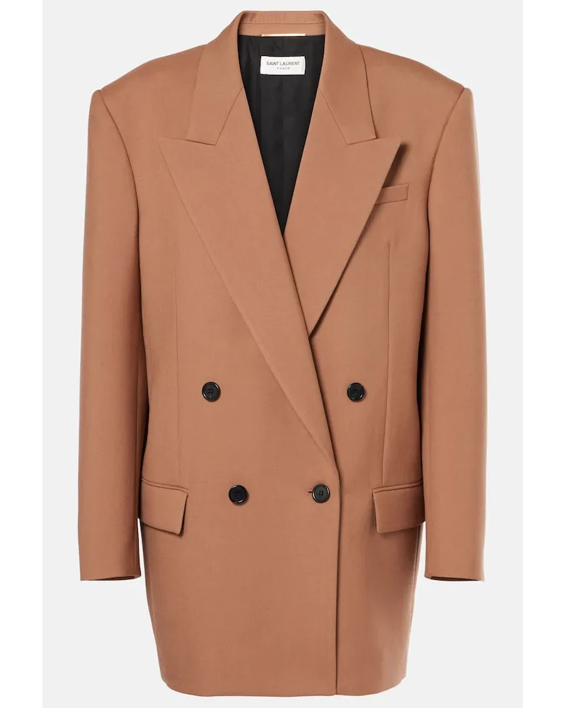 Saint Laurent Blazer aus Woll-Gabardine Braun