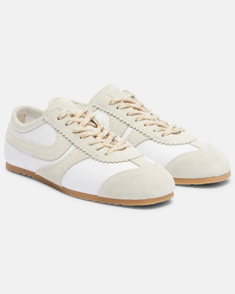 Dries van Noten Sneakers aus Leder mit Veloursleder Weiß