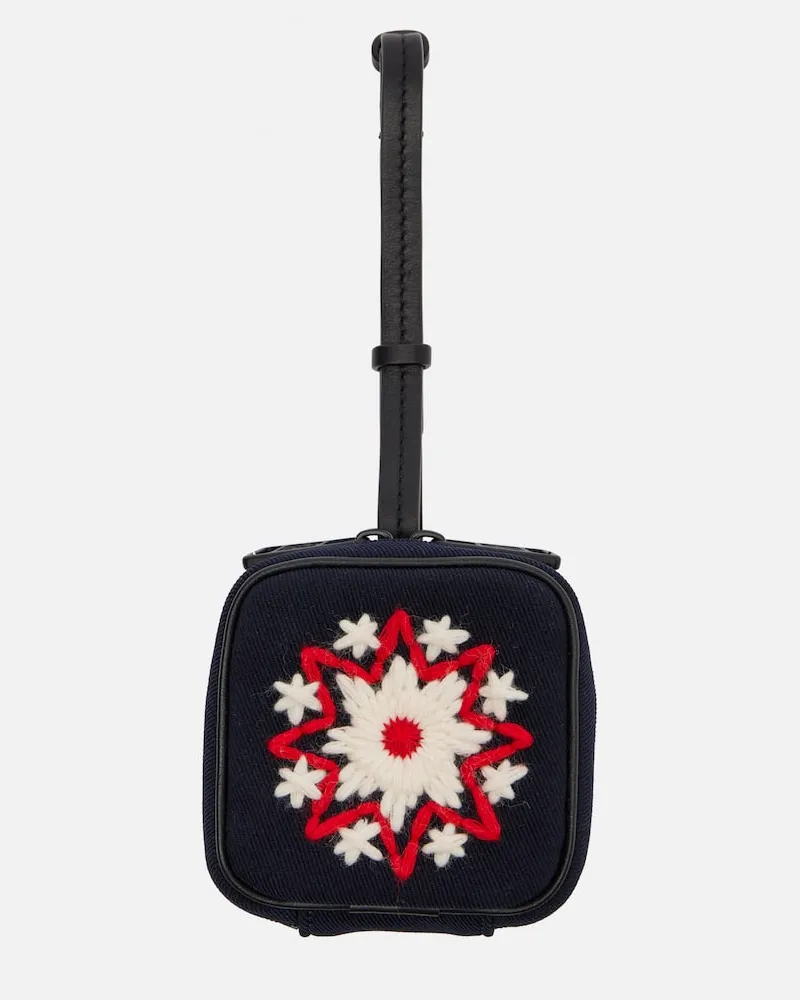 Moncler Bestickte Clutch mit Leder Blau
