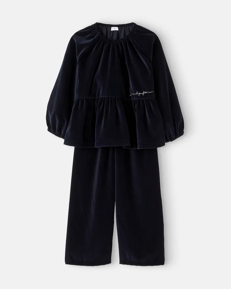 Il Gufo Set aus Top und Hose aus Samt Blau