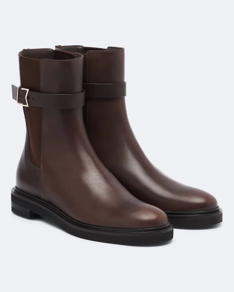 Max Mara Ankle Boots aus Leder Braun