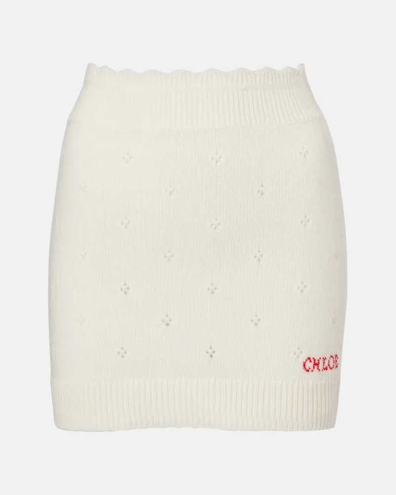 Chloé Chloé Minirock aus Wolle und Kaschmir Weiß