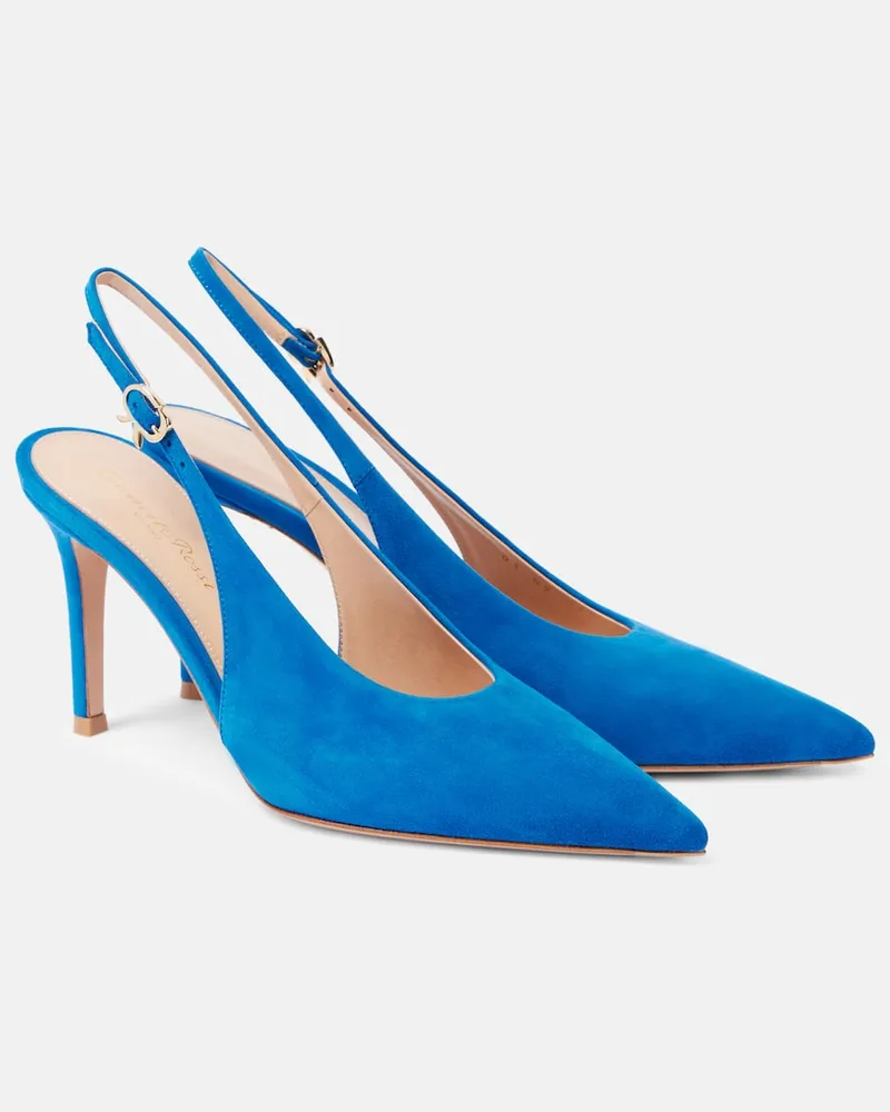 Gianvito Rossi Slingback-Pumps Robbie aus Veloursleder Blau