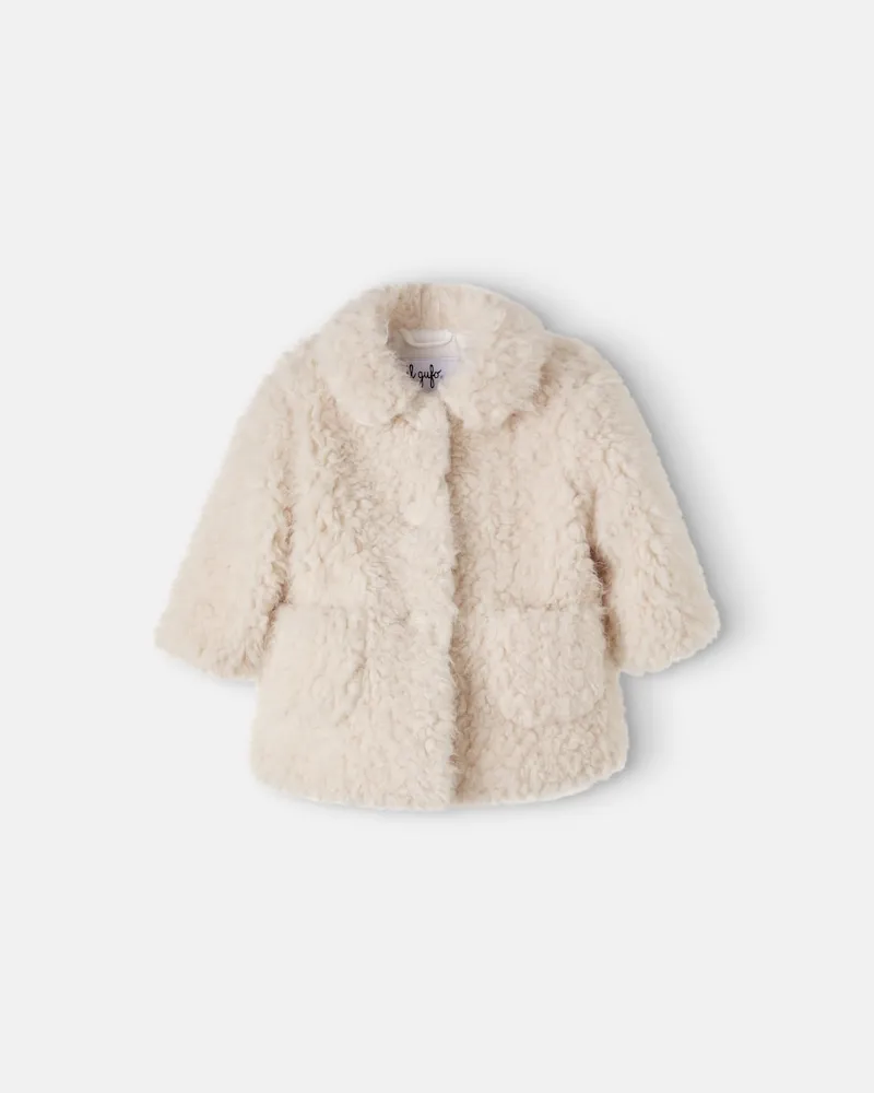 Il Gufo Baby Mantel aus Teddyfleece Weiß