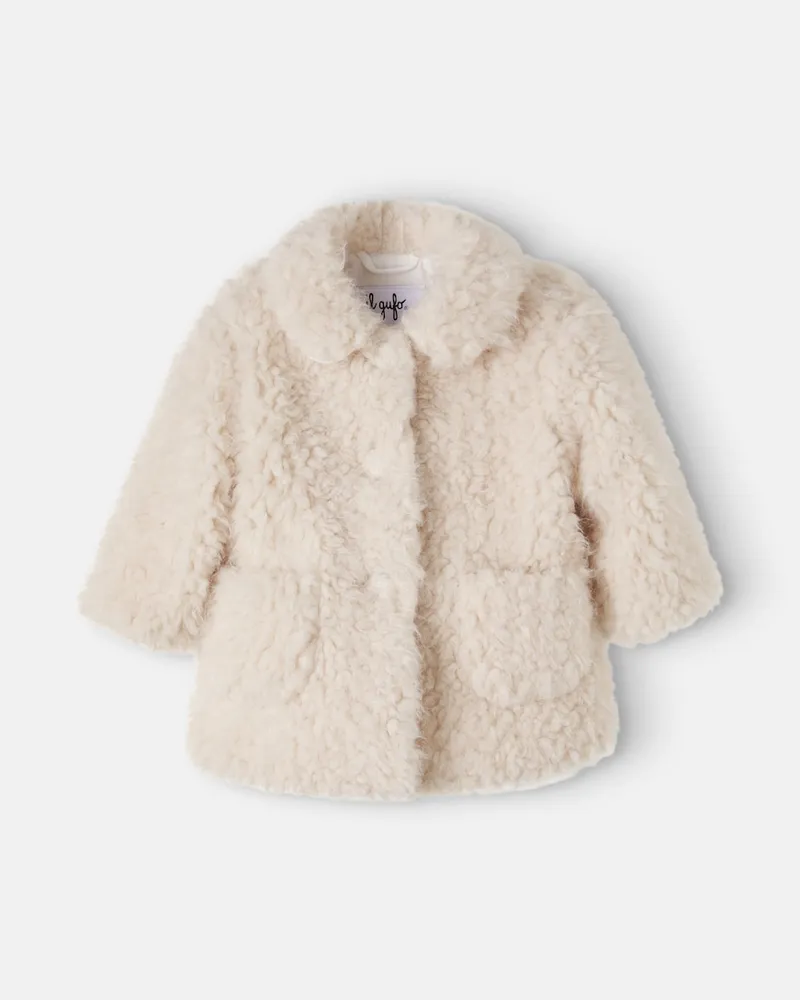 Il Gufo Baby Mantel aus Teddyfleece Weiß