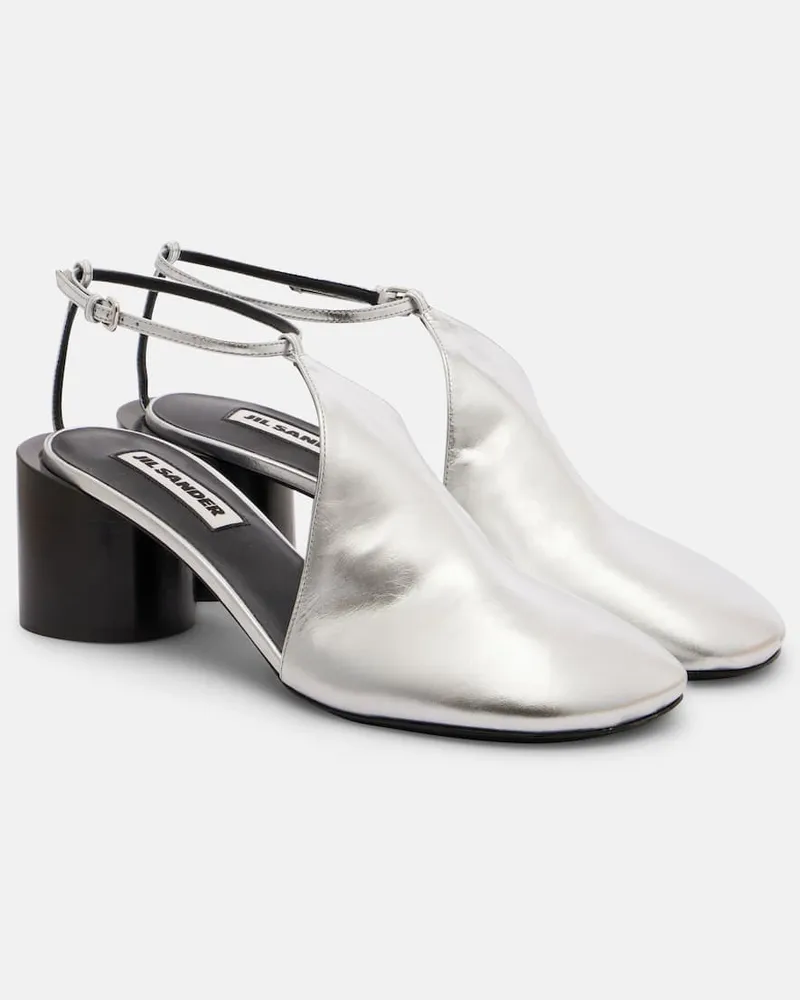 Jil Sander Pumps aus Metallic-Leder Silber