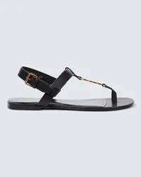 Saint Laurent Sandalen Cassandre aus Leder Schwarz