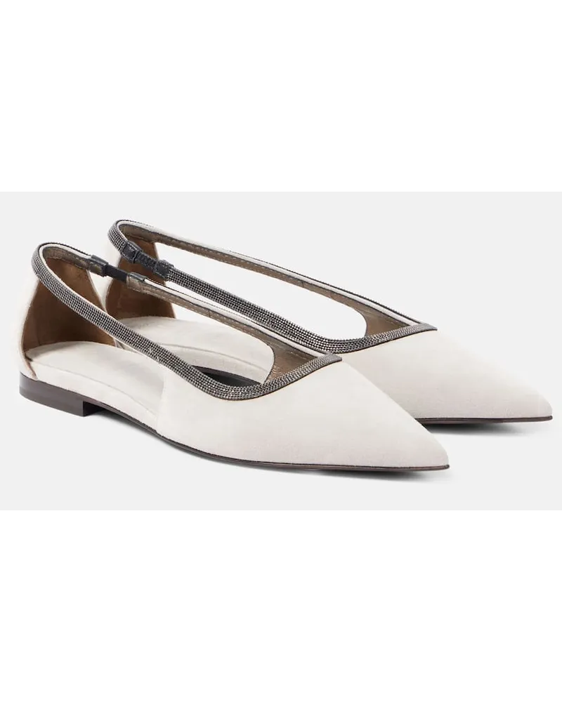 Brunello Cucinelli Ballerinas Monili aus Veloursleder Braun
