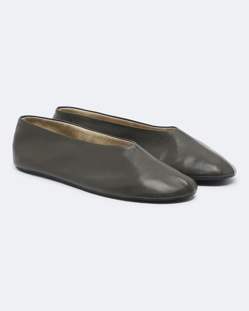 The Row Ballerinas Stella aus Leder Grün