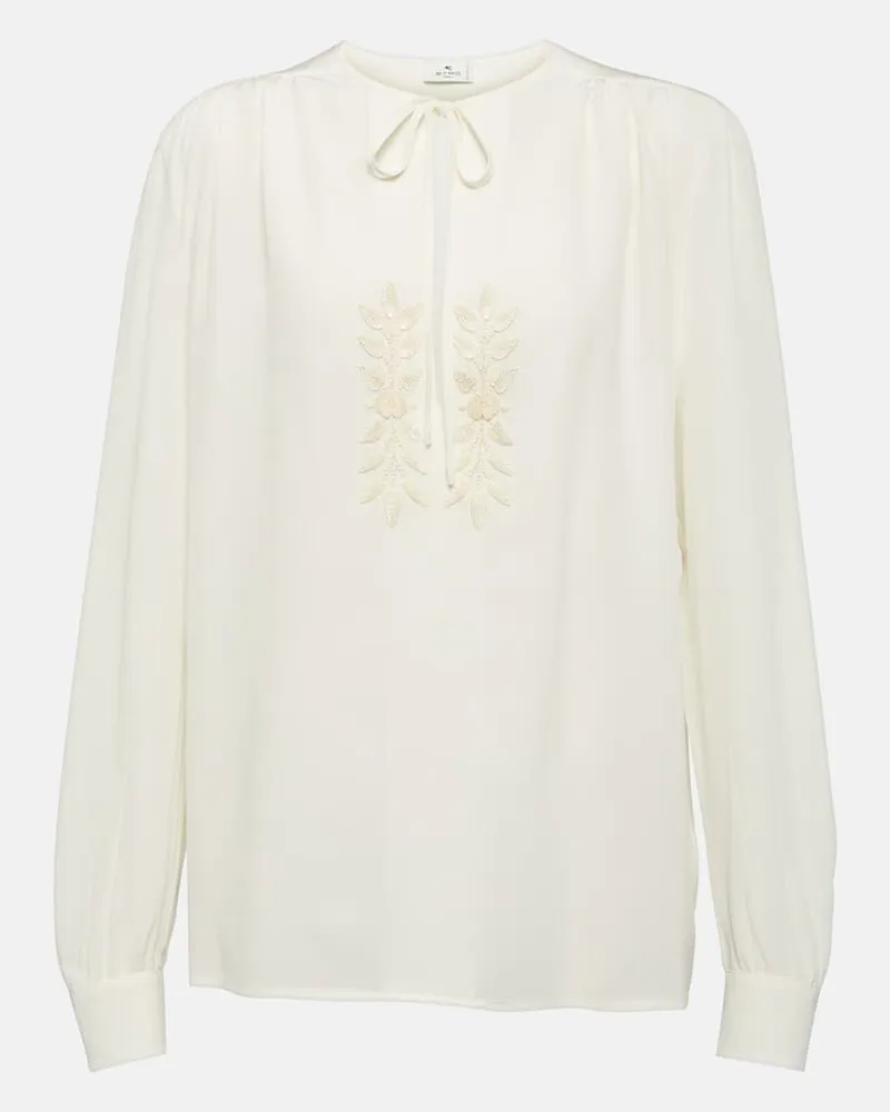 Etro Bestickte Bluse aus Seide Weiß