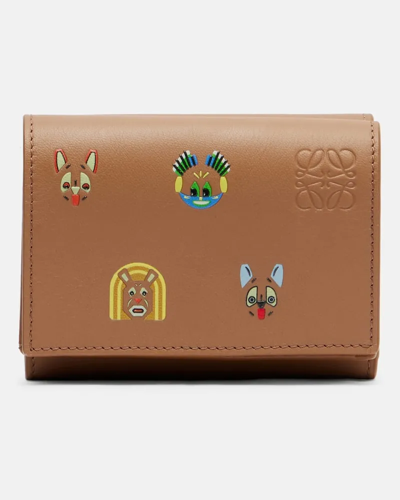 Loewe X Louis Wain Portemonnaie Cats aus Leder Braun