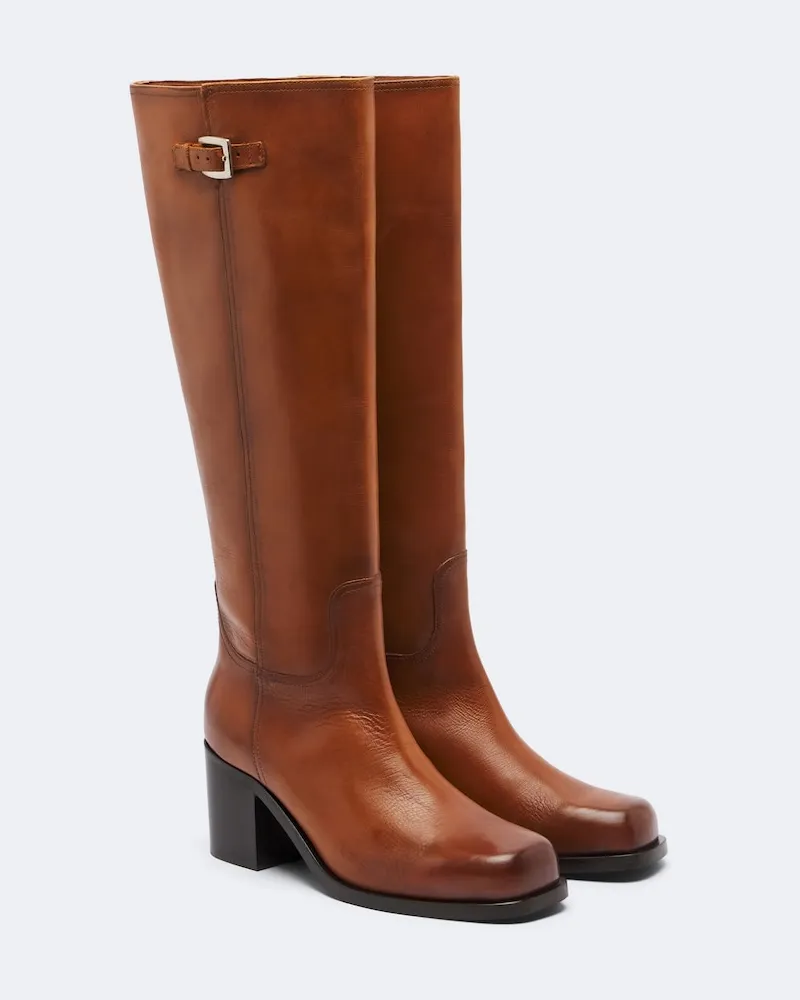 STAUD Stiefel Brooklyn aus Leder Braun