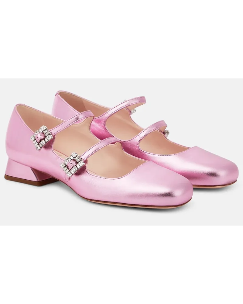 Roger Vivier Mary-Jane-Pumps Mini Très Vivier aus Metallic-Leder Lila
