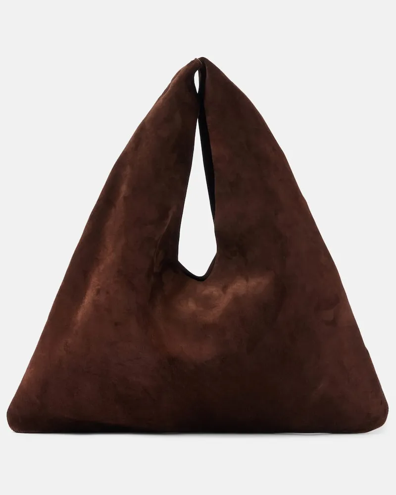 The Row Tote Bindle Small aus Veloursleder Braun
