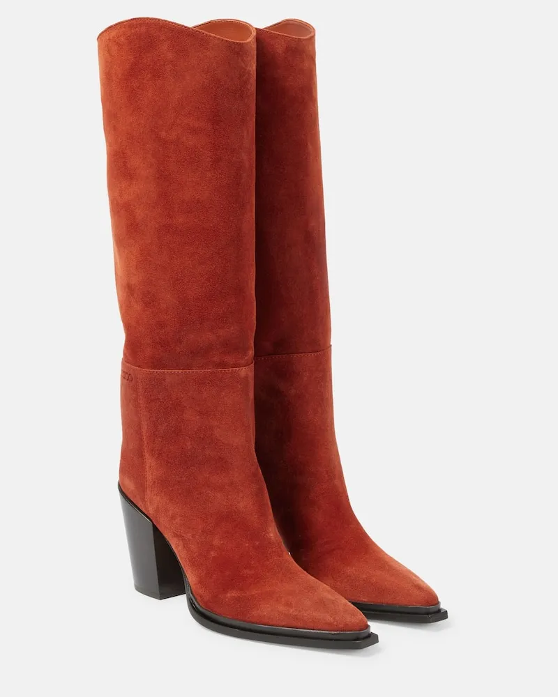 Jimmy Choo Stiefel Cece 80 aus Veloursleder Rot