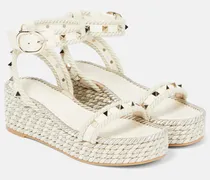 Plateausandalen Rockstud Torchon mit Leder