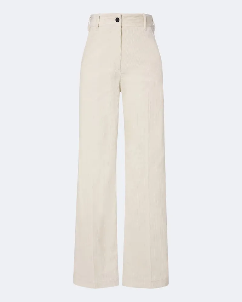 Moncler Weite Hose aus Baumwollcord Weiß