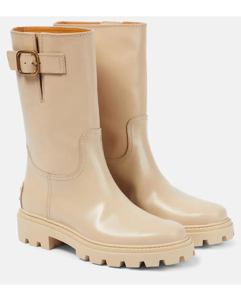 TOD'S Stiefel aus Leder Beige