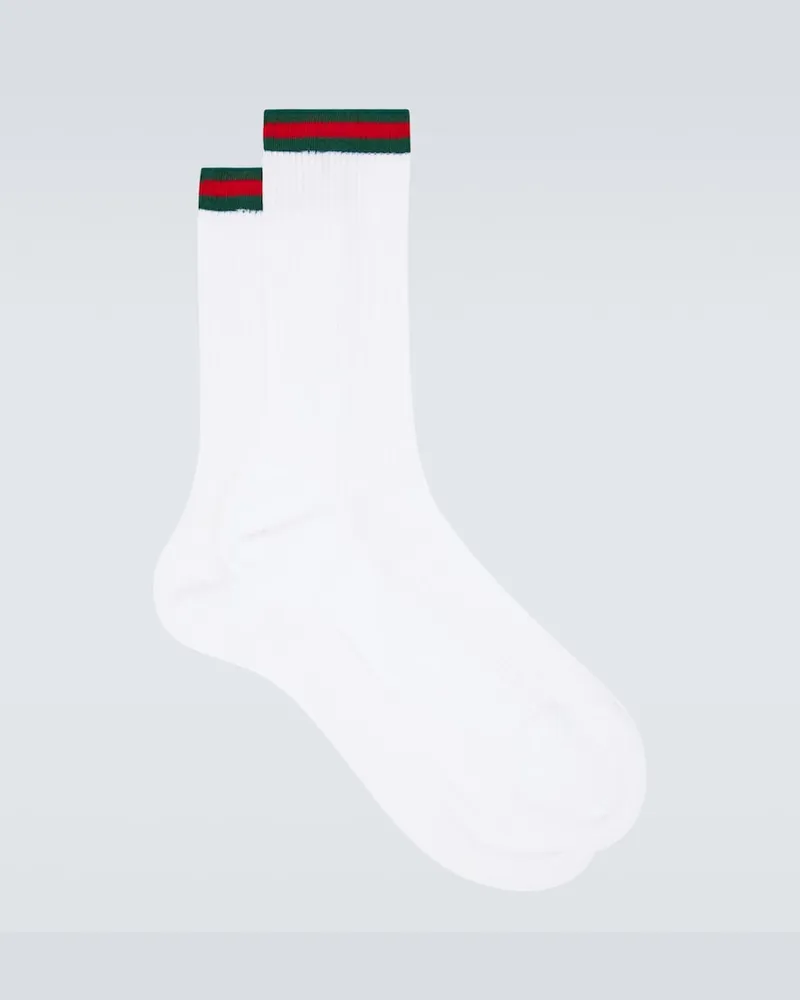 Gucci Socken Web Stripe aus einem Baumwollgemisch Weiß