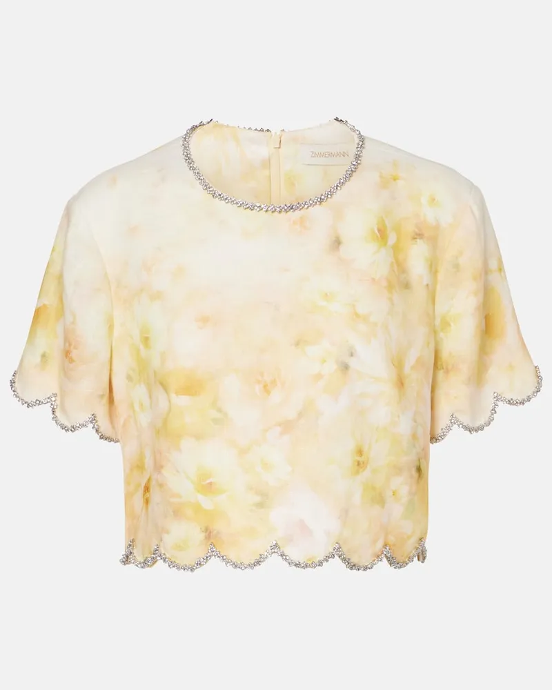 Zimmermann Cropped-Top Crush aus Seide Gelb