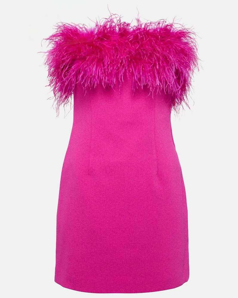 Rebecca Vallance Minikleid aus Crêpe mit Federn Rosa