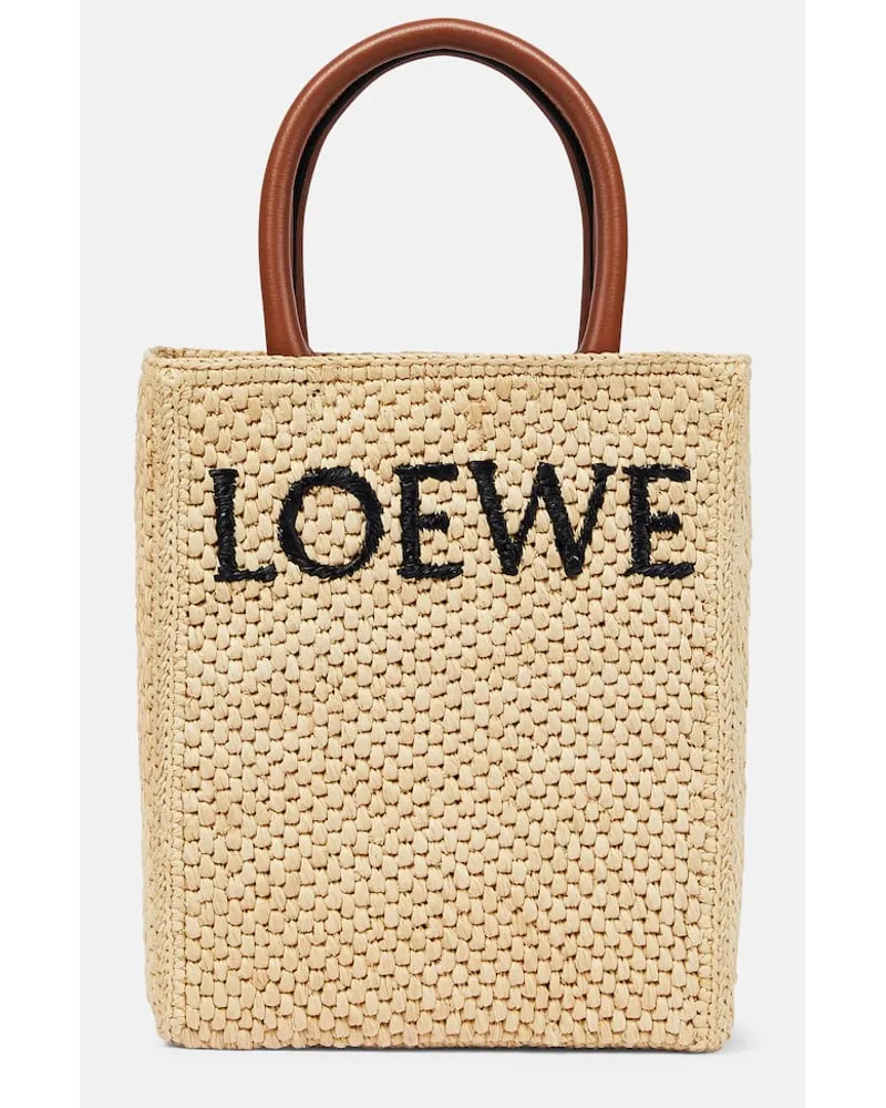 Loewe Tote Standard A5 aus Raffiabast mit Leder Beige