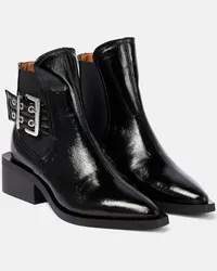 Ganni Chelsea Boots aus Lederimitat Schwarz