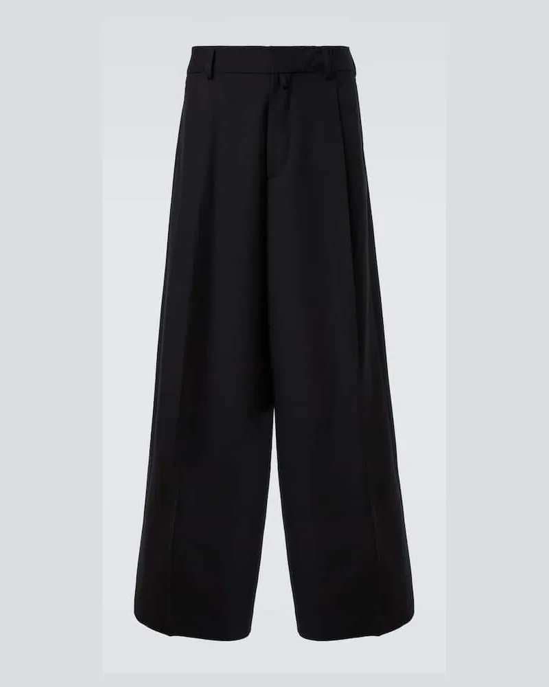 Dries van Noten Weite Hose aus Wolle Schwarz