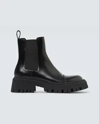 Balenciaga Chelsea Boots Tractor aus Leder Schwarz