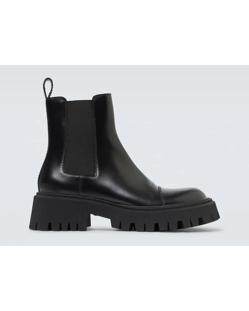 Balenciaga Chelsea Boots Tractor aus Leder Schwarz