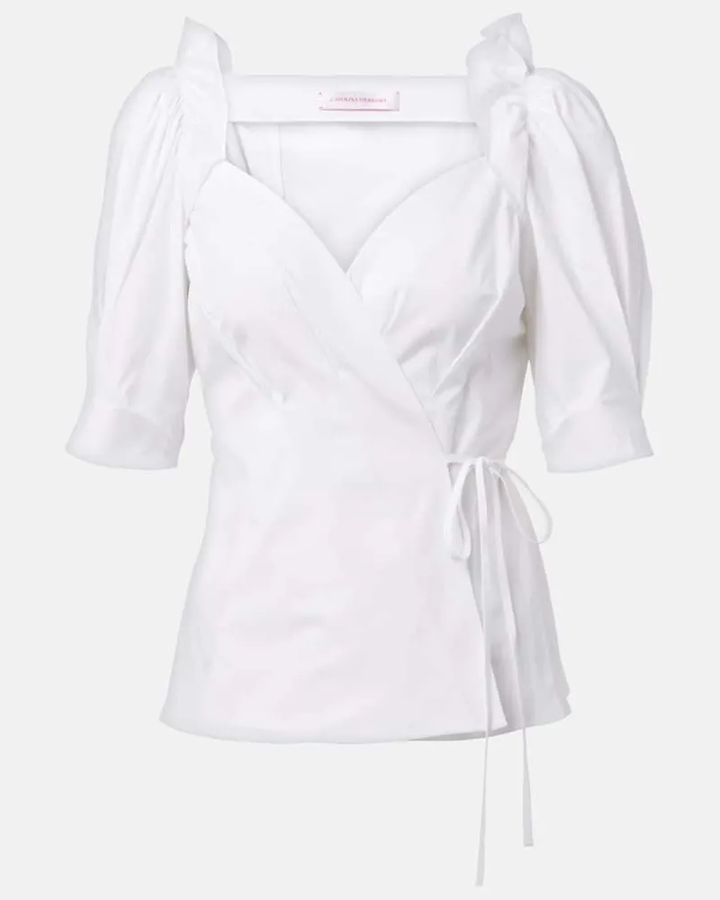 Carolina Herrera New York Wickeltop aus einem Baumwollgemisch Weiã