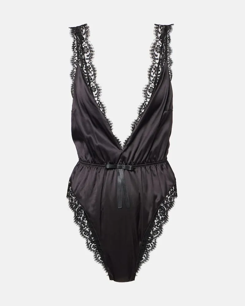 Dolce & Gabbana Body aus Satin mit Spitze Schwarz