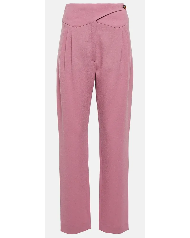 Blazé Milano Blaze Milano High-Rise-Hose Cool & Easy aus Wolle Pink