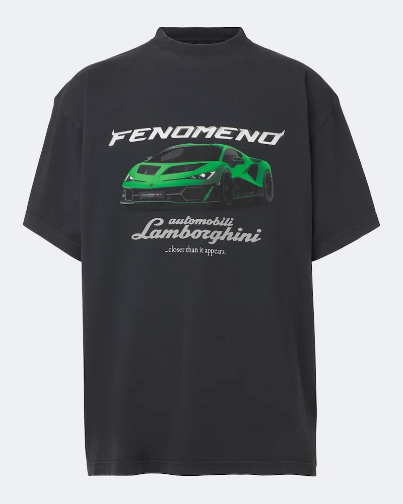 Balenciaga X Lamborghini T-Shirt aus Baumwoll-Jersey Schwarz