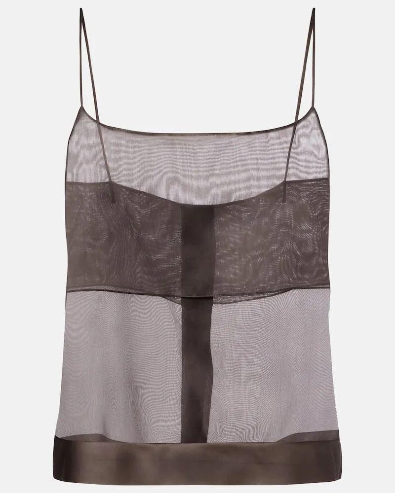 Calvin Klein Top Carmen aus Seide Braun
