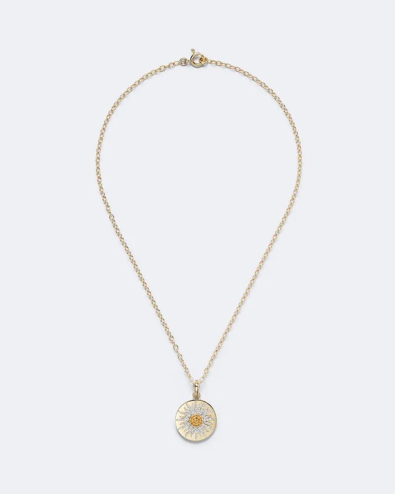 Yvonne Léon Yvonne Léon Halskette Mini Roi Soleil aus 18kt Gelbgold mit Diamanten und Citrin Gold