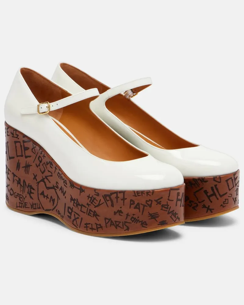 Chloé Chloé Wedges Maxime Mary Jane aus Leder Weiß