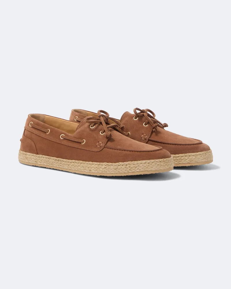 Brunello Cucinelli Segelschuhe aus Veloursleder mit Jute Braun
