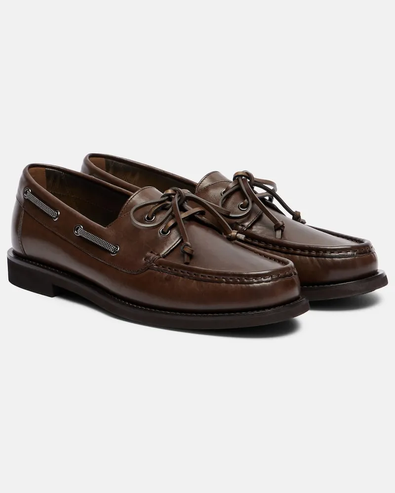 Brunello Cucinelli Bootsschuhe Monili aus Leder Braun