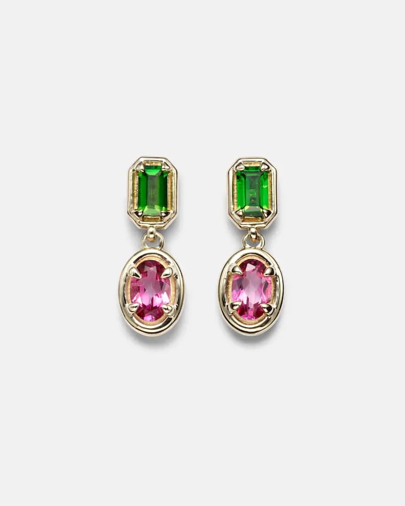 Stone & Strand Ohrringe Duchess Orchid aus 10kt Gelbgold mit Topas und Chromdiopsid Gold