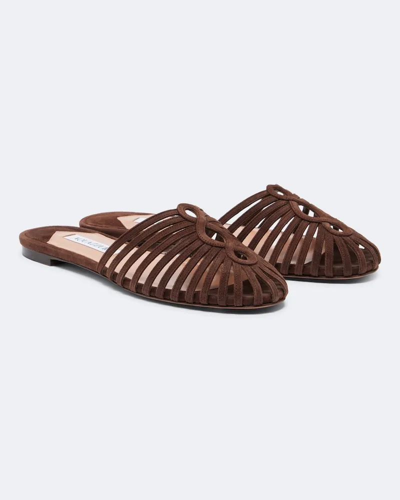 Aquazzura Mules Sweet Surrender aus Veloursleder Braun