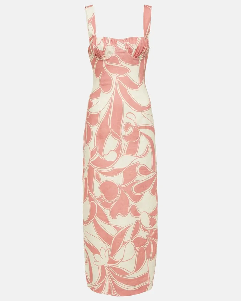 SIR Bedrucktes Midikleid Belletto aus Leinen Rosa