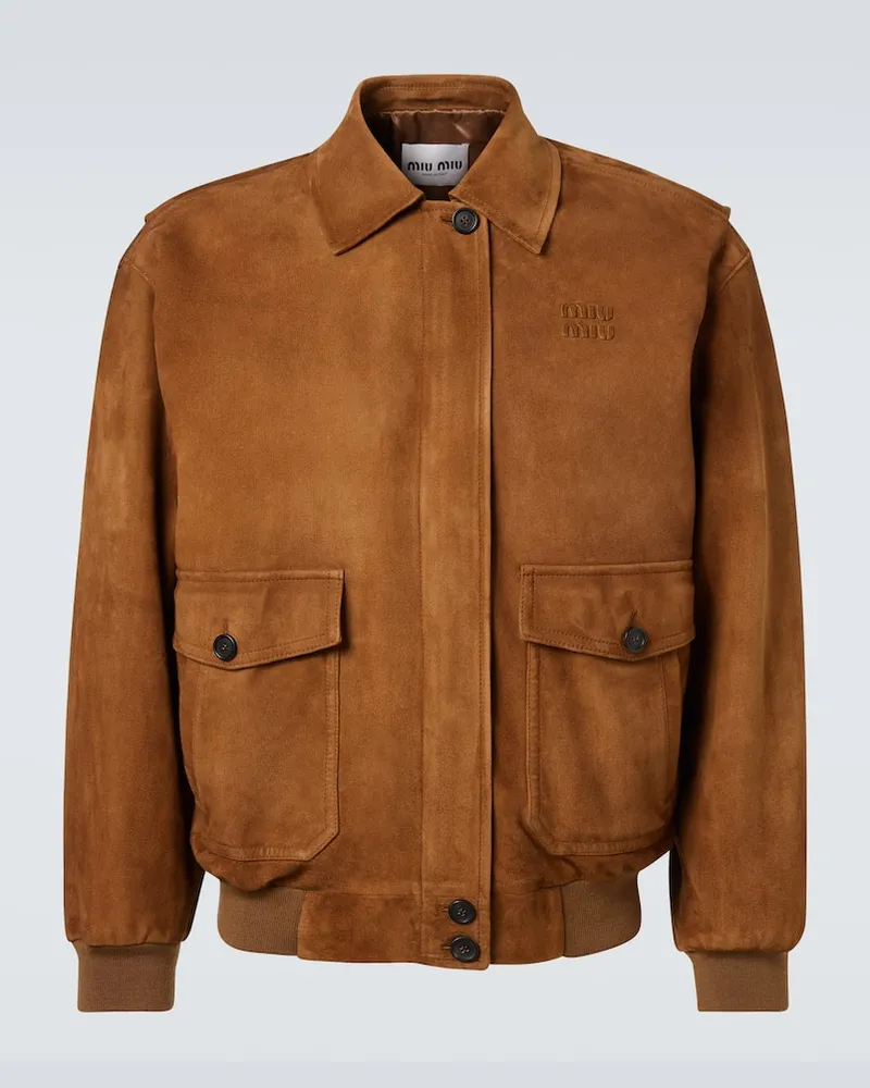 Miu Miu Blouson aus Veloursleder Braun