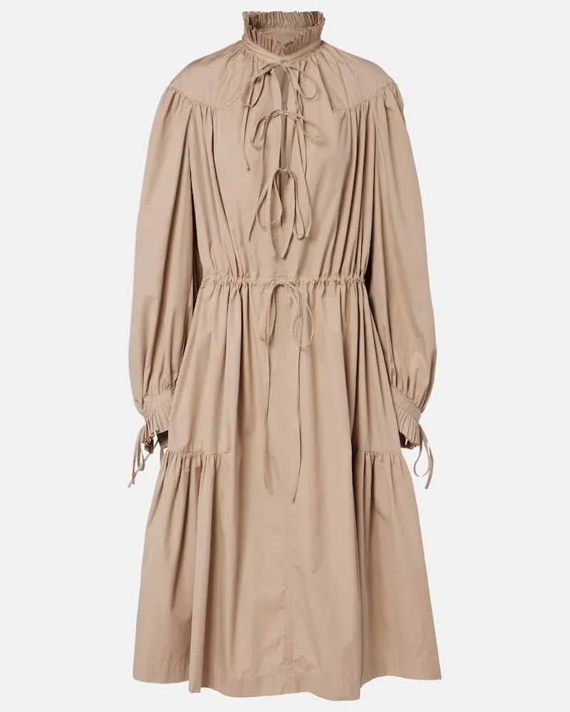 Dries van Noten Hemdblusenkleid aus Baumwolle Beige
