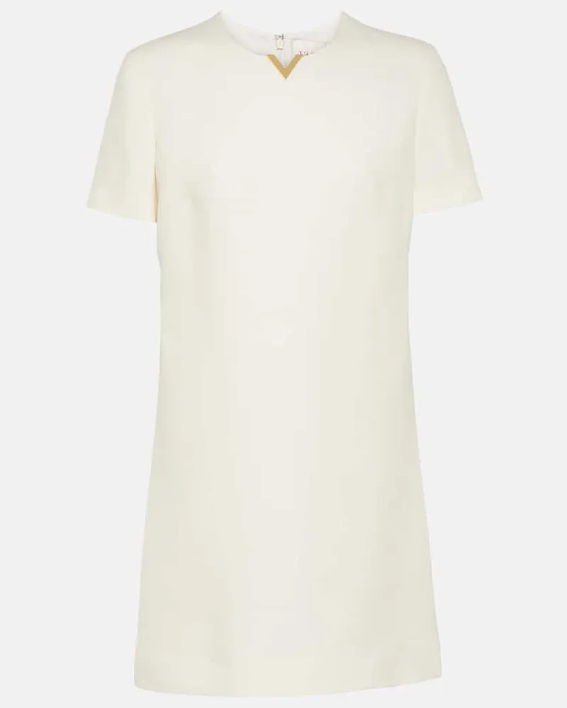 Valentino Garavani Minikleid VGold aus Crepe Couture Weiß