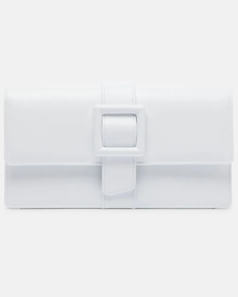 Manolo Blahnik Clutch Maygot aus Leder Weiß