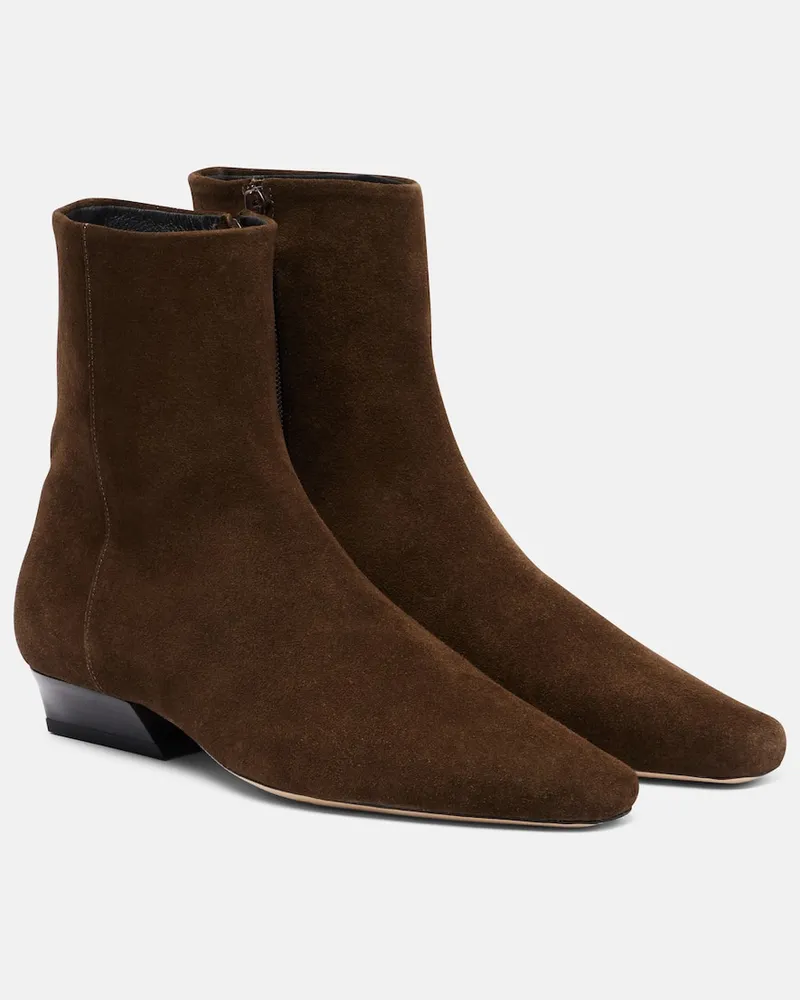 STAUD Ankle Boots Wally aus Veloursleder Braun